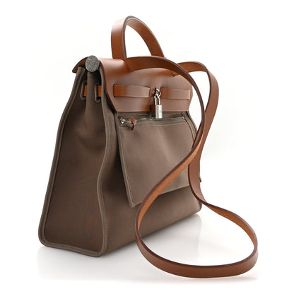 Hermes Vache Hunter Toile Officier Herbag Zip PM 31 Etoupe Fauve 4 of 11