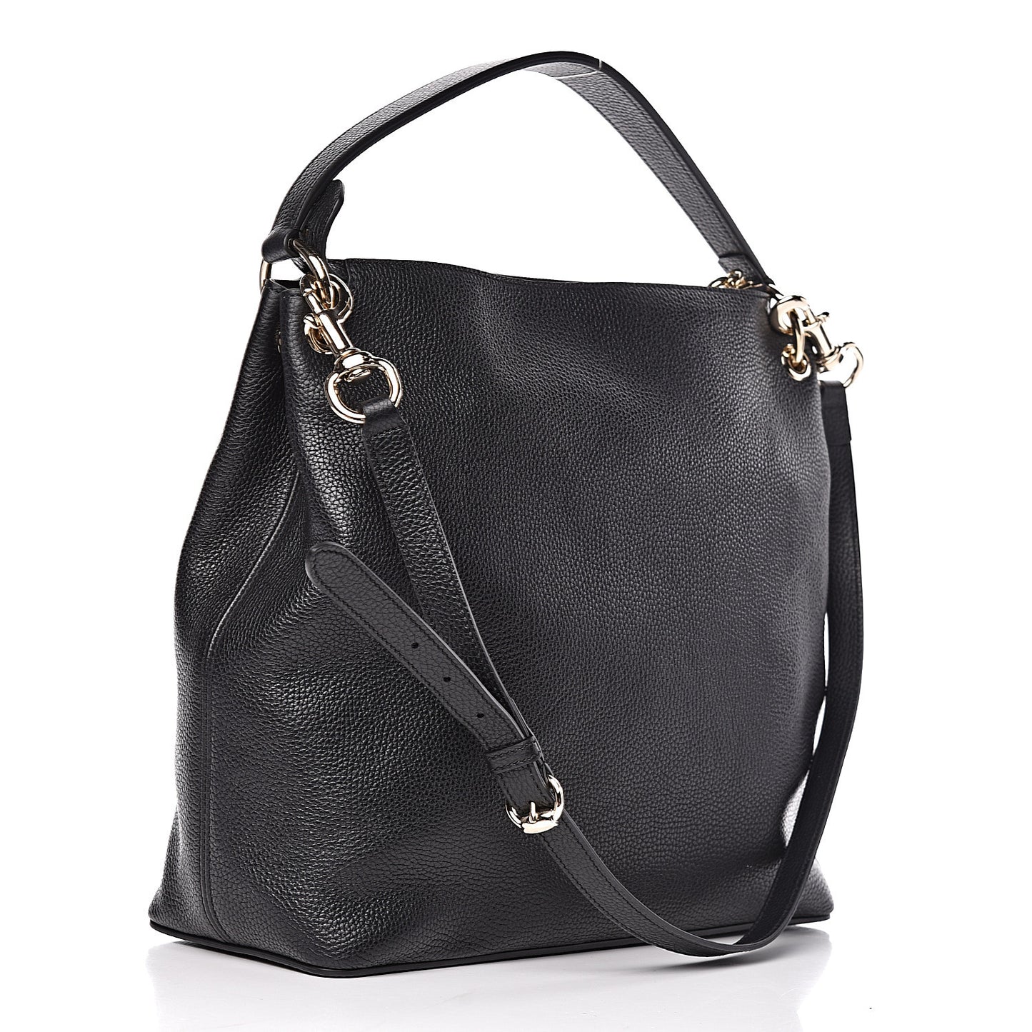 Pebbled Calfskin Large Soho Hobo Black