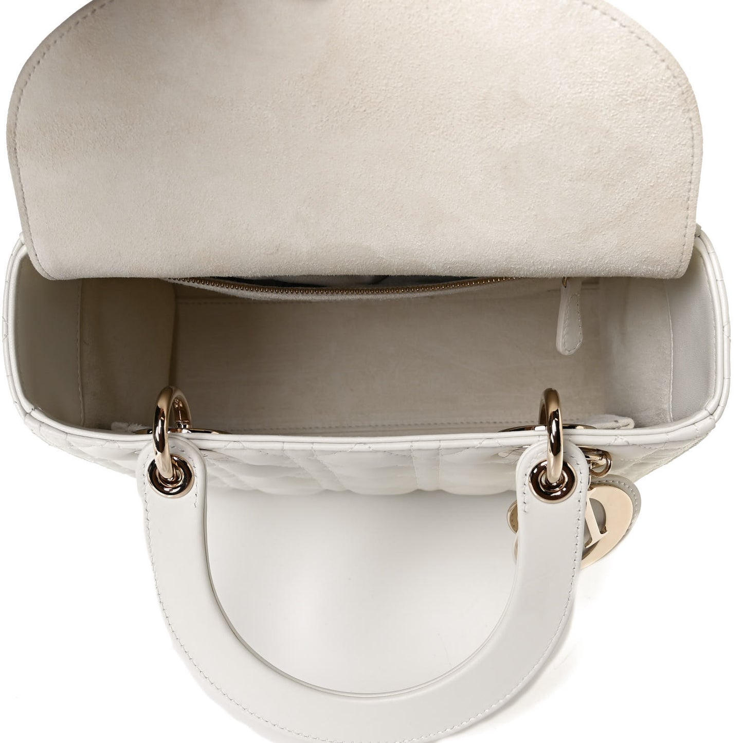 Lambskin Cannage Medium Lady Dior White