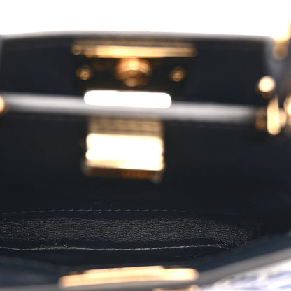 Fendi Chenille Calfskin Nano Peekaboo Satchel Grigio Blue Notte 5 of 11