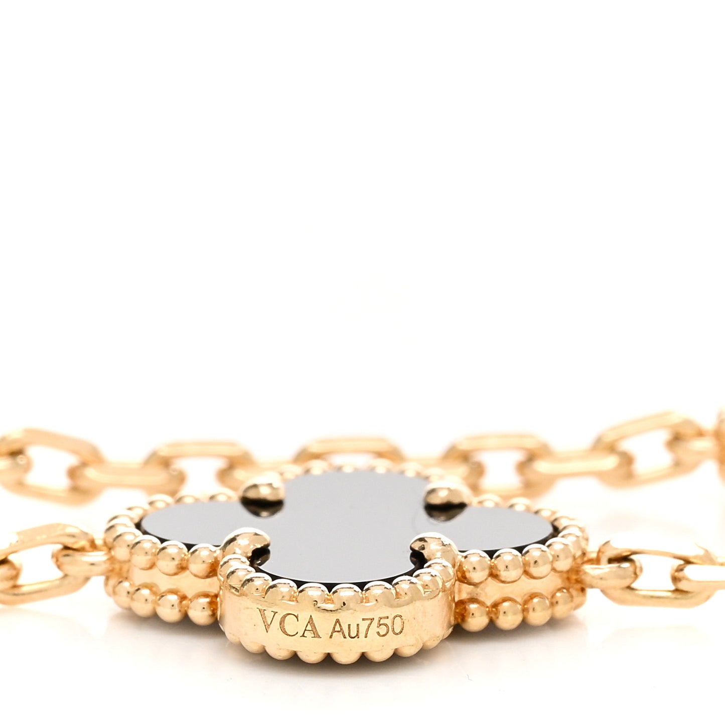 18K Yellow Gold Black Onyx 5 Motifs Vintage Alhambra Bracelet