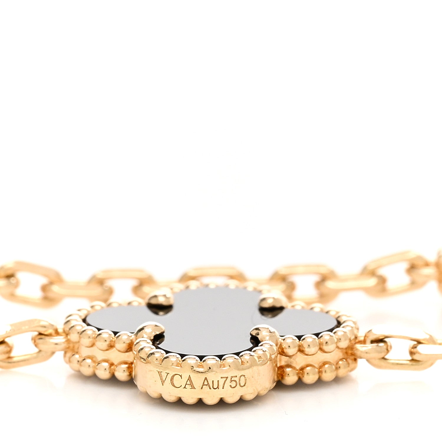 Van Cleef & Arpels 18K Yellow Gold Black Onyx 5 Motifs Vintage Alhambra Bracelet 4 of 4