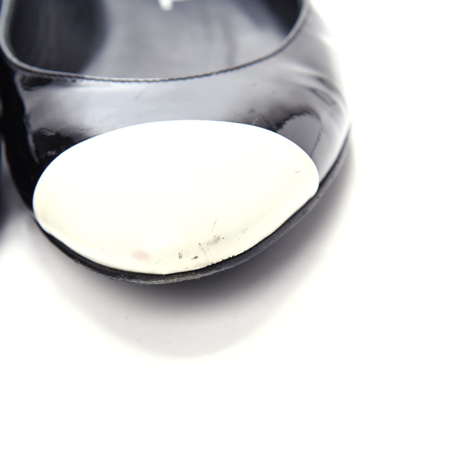 Chanel Patent Cap Toe Ballerina Flats 37 Black White 14 of 14