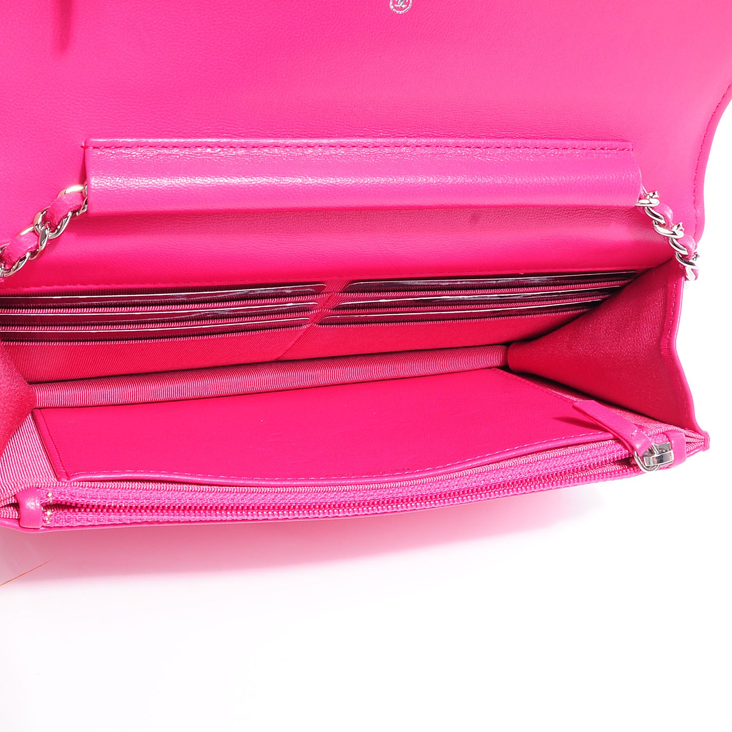Chanel Lambskin Wallet On Chain WOC Dark Pink 7 of 9