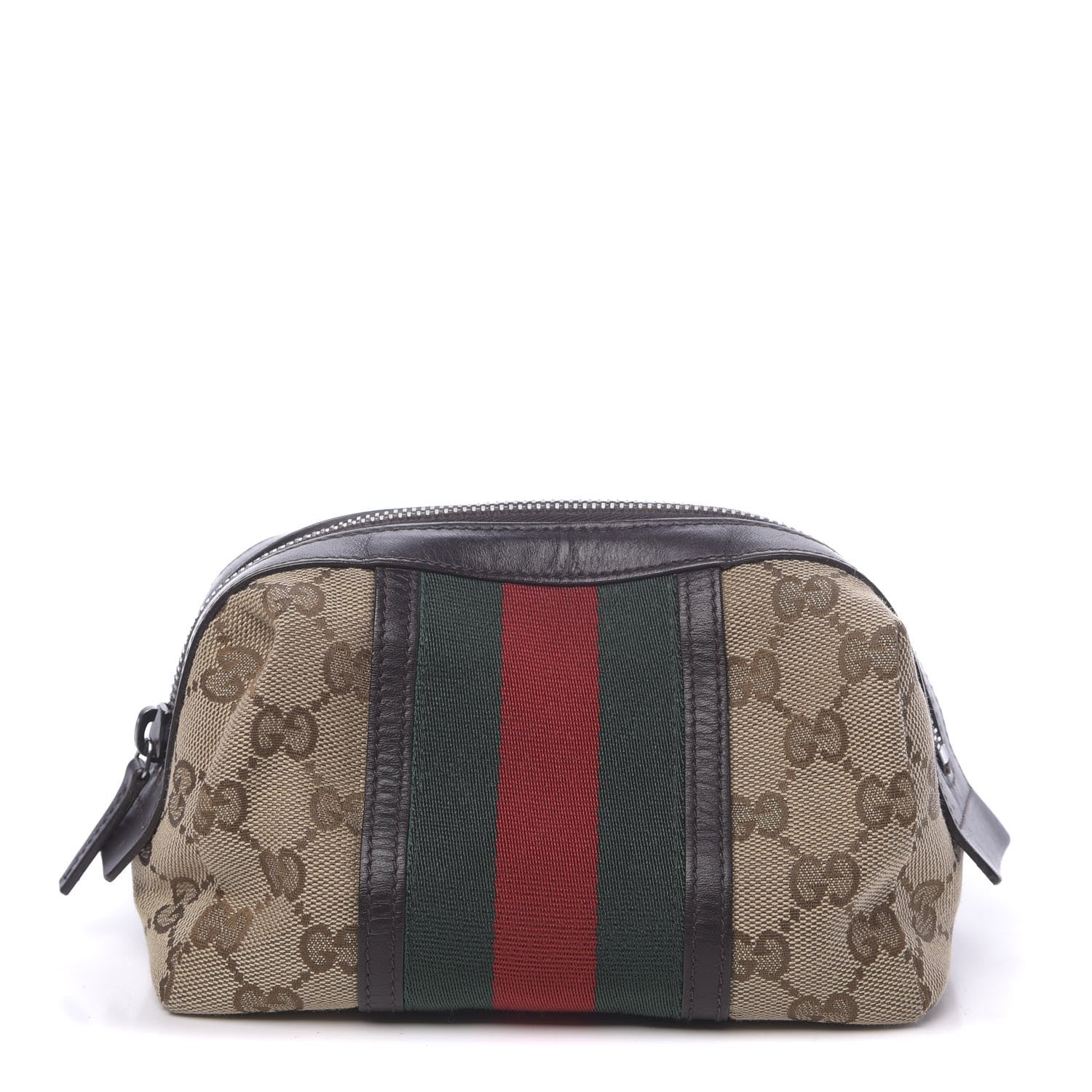 Gucci Monogram Web Small Cosmetic Case Dark Brown 1 of 7