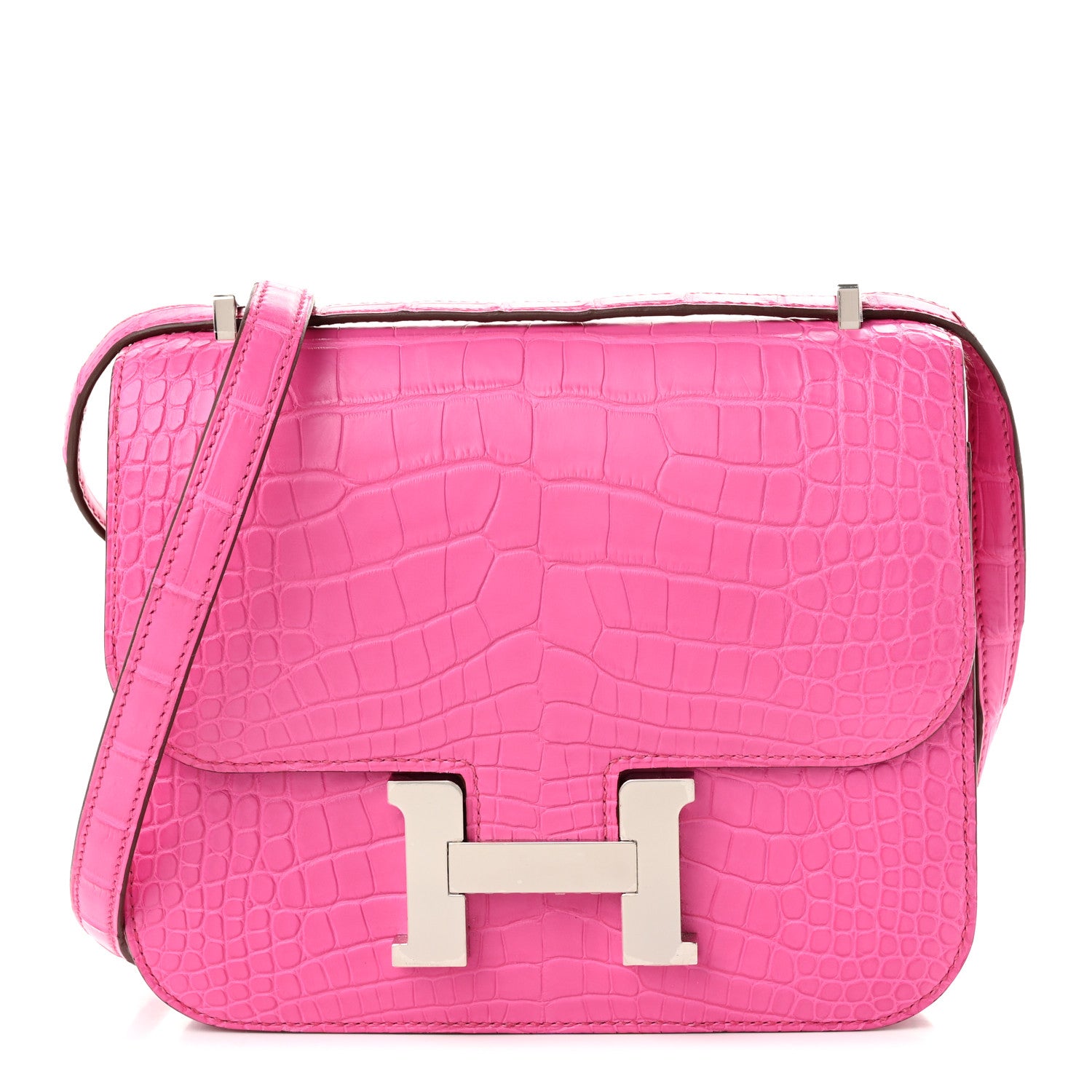 Hermes Matte Alligator Constance 18 Rose Shocking 1 of 10