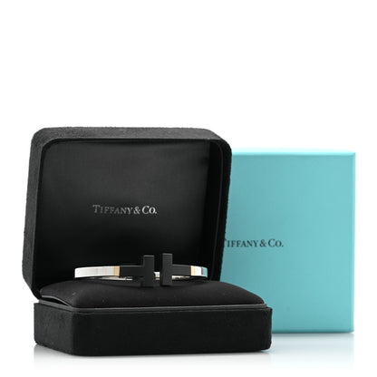 Tiffany Sterling Silver 18K Yellow Gold Black Ceramic T Square Bracelet 4 of 4
