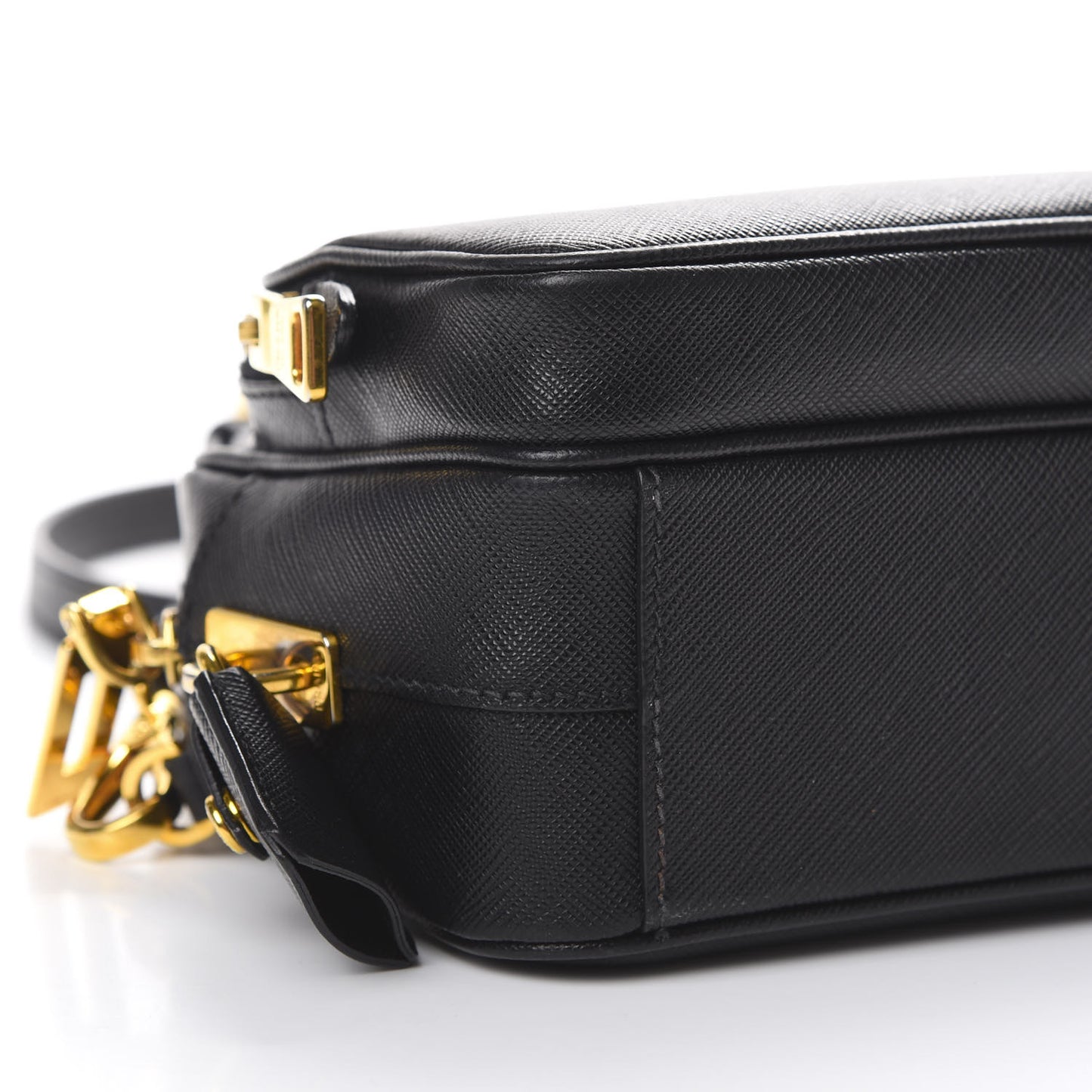 Saffiano Lux Camera Case Crossbody Bag Black