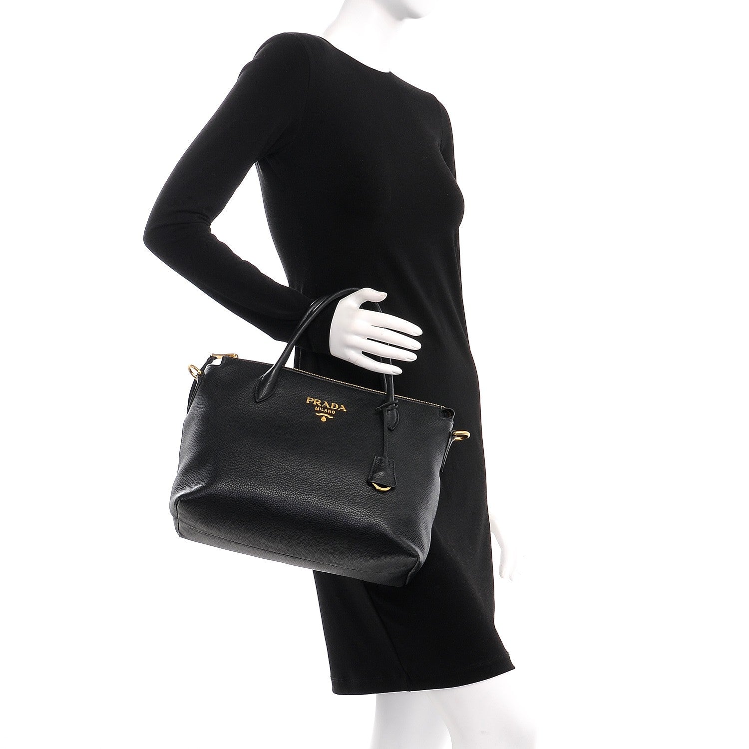 Prada Vitello Daino Shoulder Bag Nero Black 3 of 10