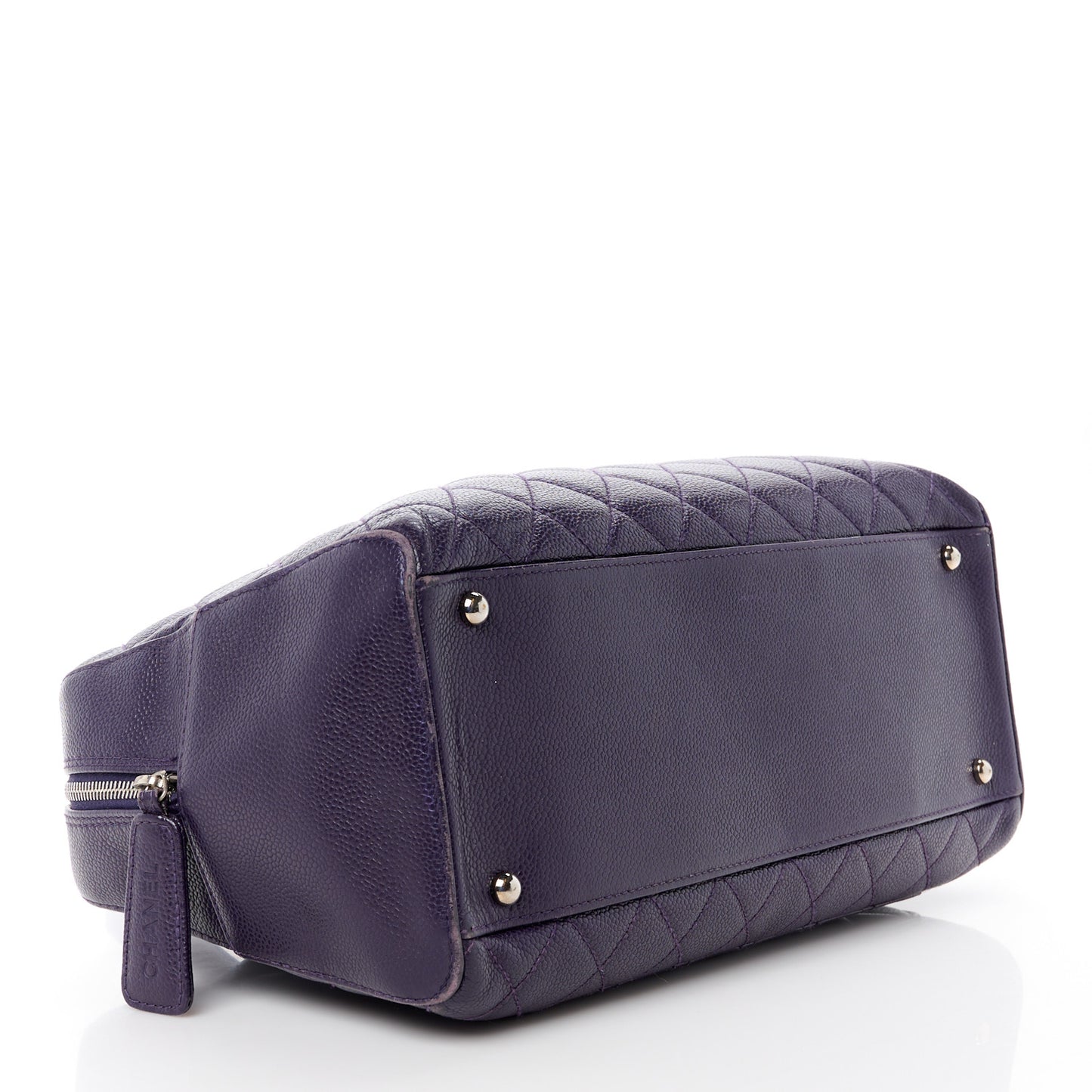 Caviar Quilted Bowler Dark Purple