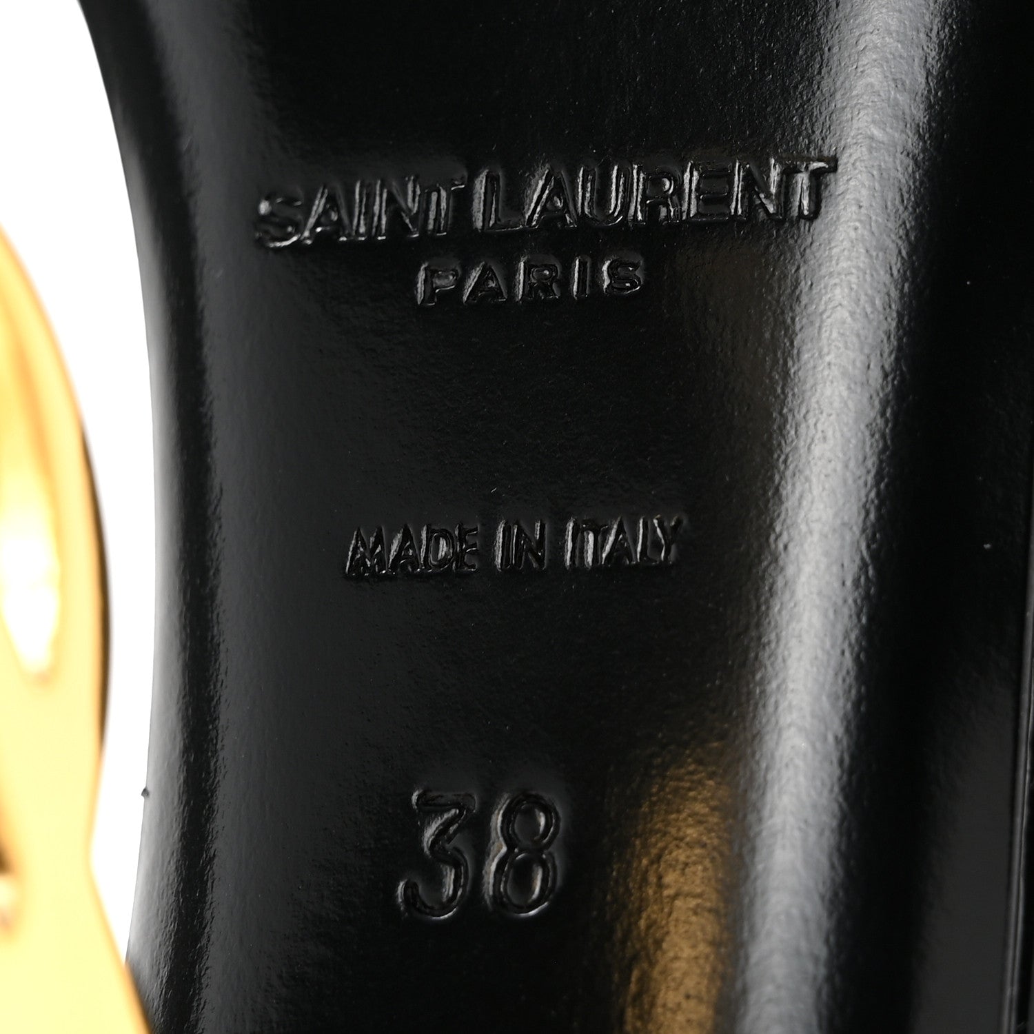 Saint Laurent Patent Calfskin Opyum 110 Sandals 38 Black Gold 7 of 11
