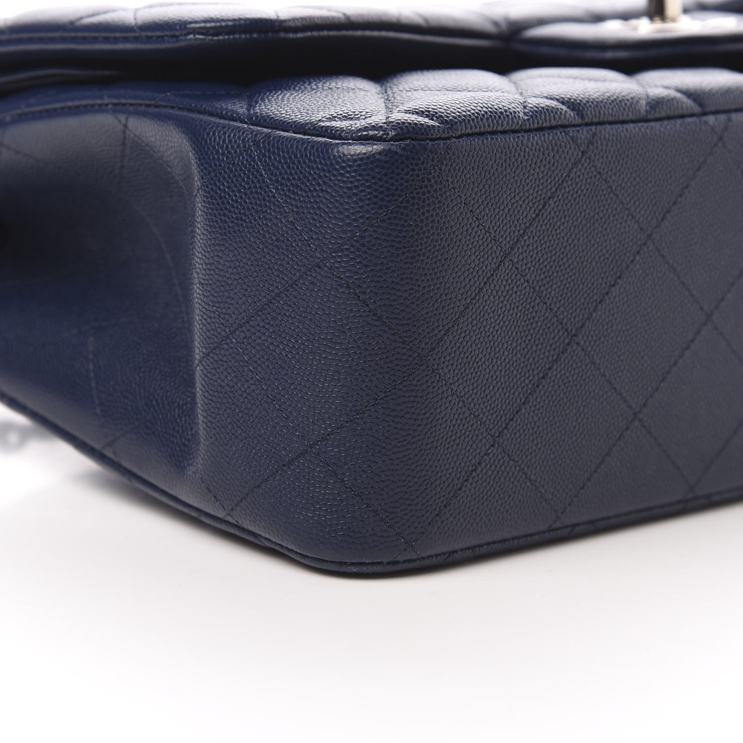 Caviar Quilted Jumbo Double Flap Navy Blue