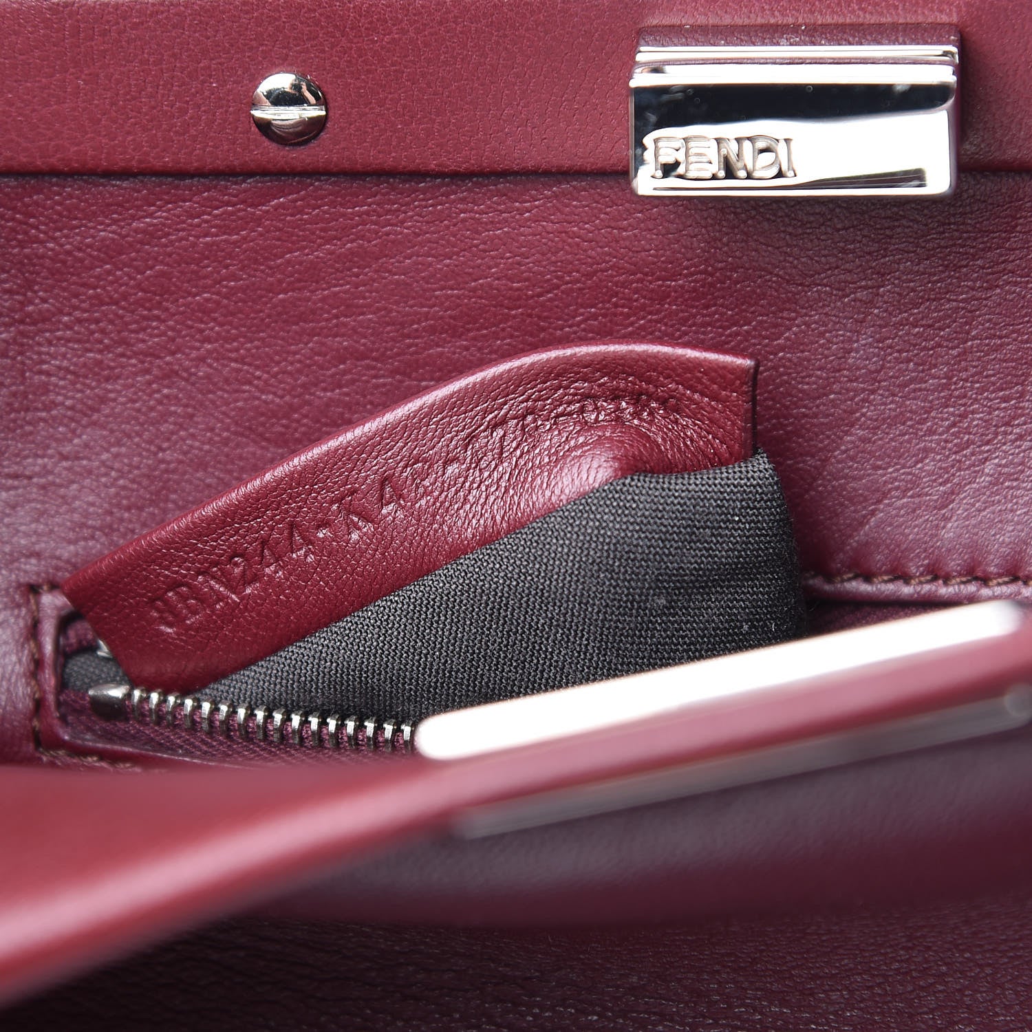 Fendi Nappa Mini Peekaboo Iconic Satchel Bordeaux 10 of 10