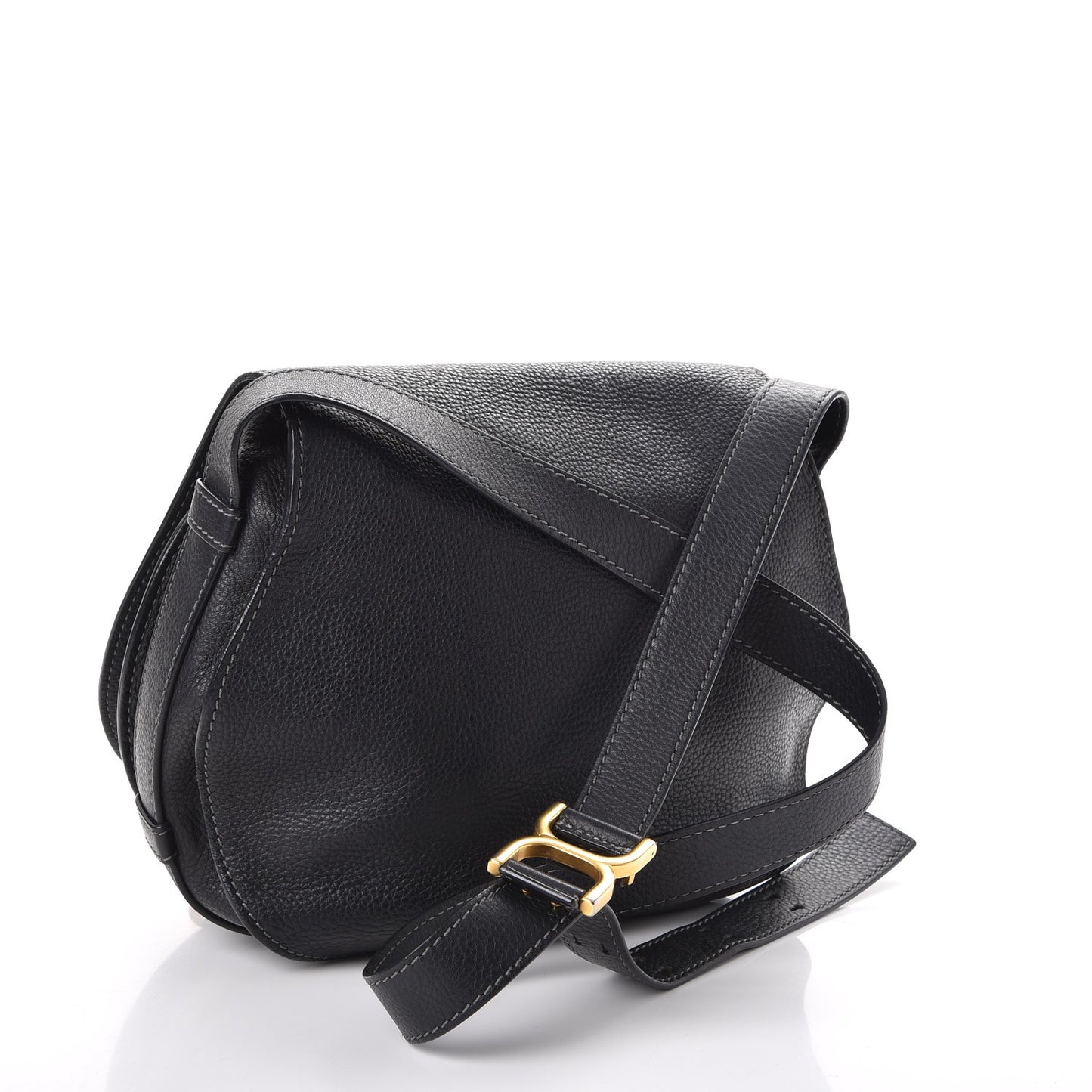 Calfskin Medium Marcie Round Crossbody Bag Black