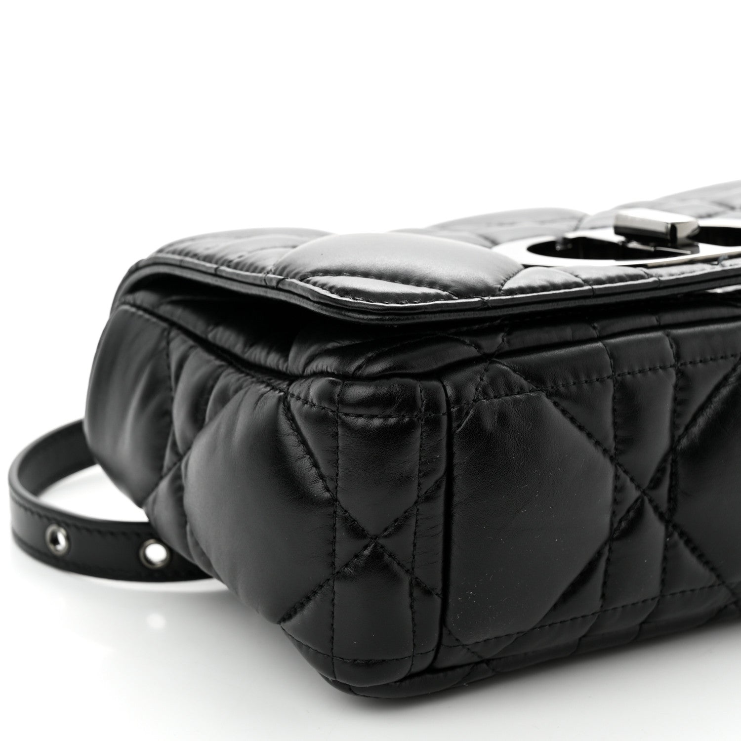 Christian Dior Calfskin Macrocannage Small Caro Bag Black 9 of 10