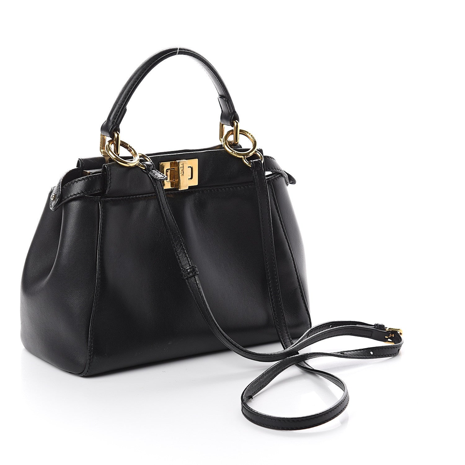 Fendi Nappa Mini Peekaboo Iconic Satchel Black 2 of 8