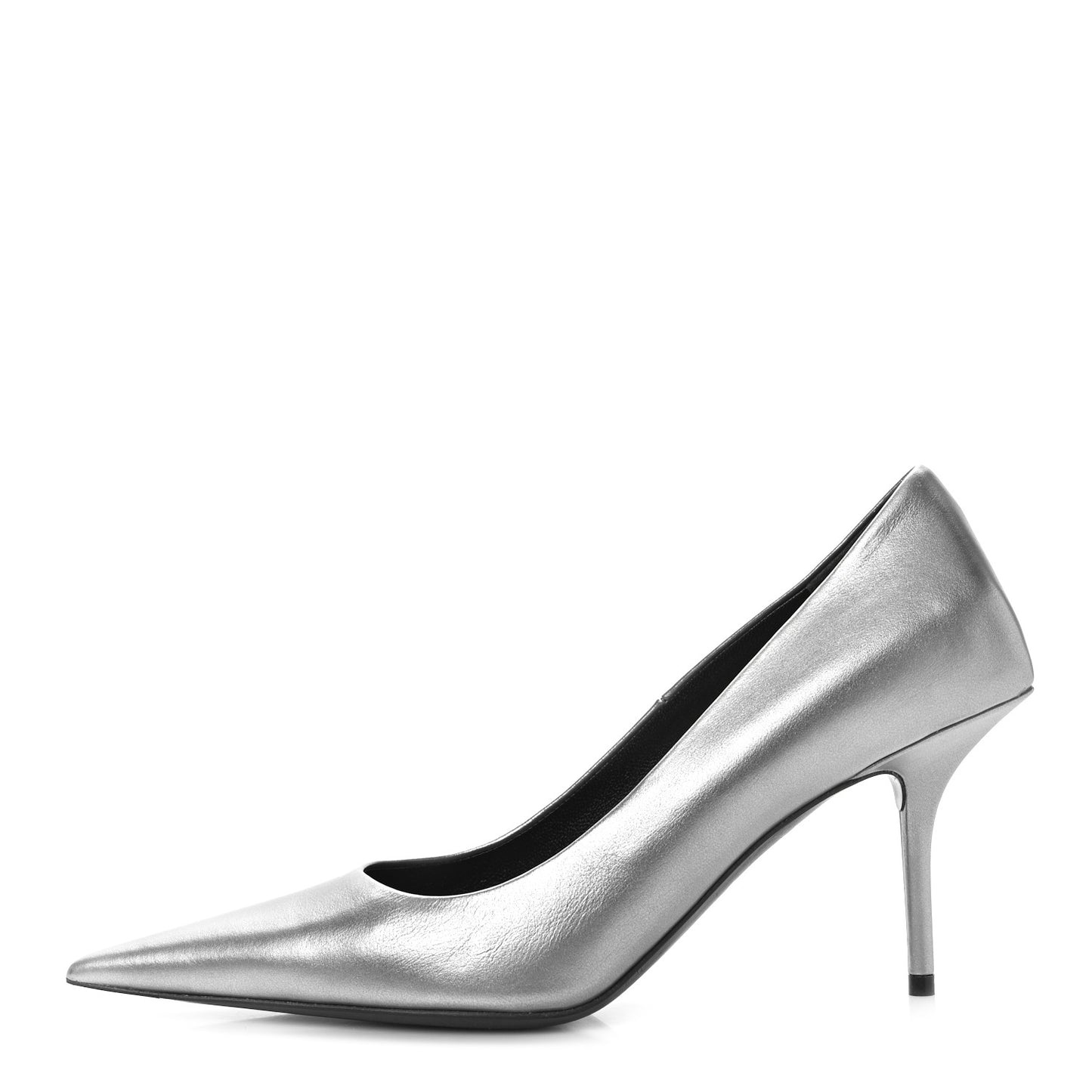 Metallic Nappa Square Knife 80mm Pumps 38.5 Silver