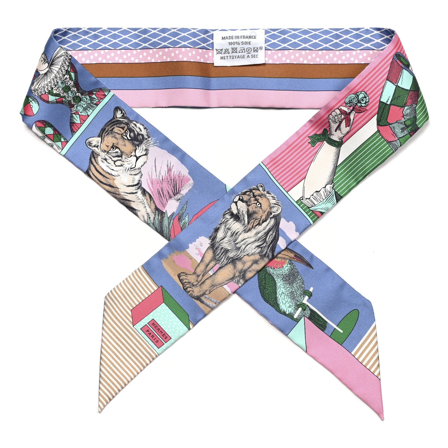 Silk Twilly Grand Theatre Nouveau Bleu Lavande Rose Vert