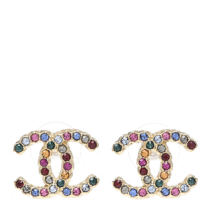 Chanel Crystal Over The Rainbow CC Earrings Gold Multicolor 1 of 4