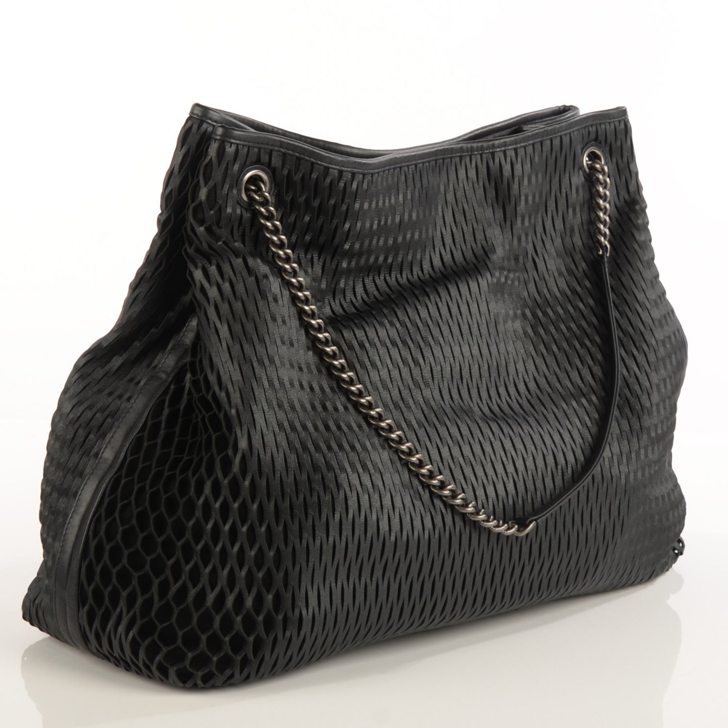Calfskin Laser Cut Perforated CC Tote Black