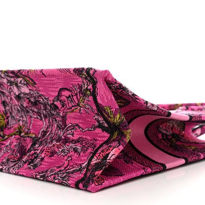 Christian Dior Canvas Embroidered Medium Toile de Jouy Voyage Book Tote Fuchsia Multicolor 10 of 10