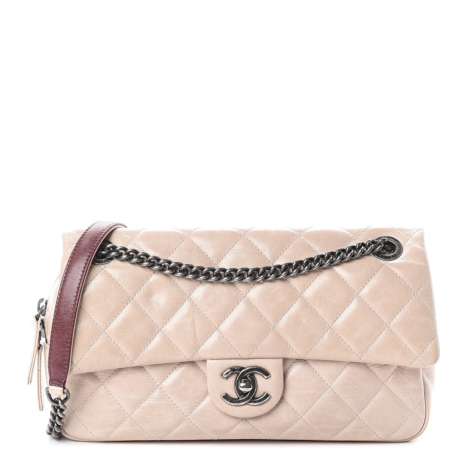 Chanel Glazed Calfskin Quilted Medium Duo Flap Beige 1 of 9