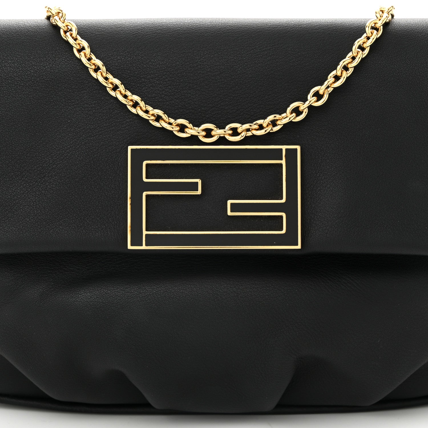 Fendi Vitello Flamingo Fendista Pouchette Crossbody Black 8 of 10