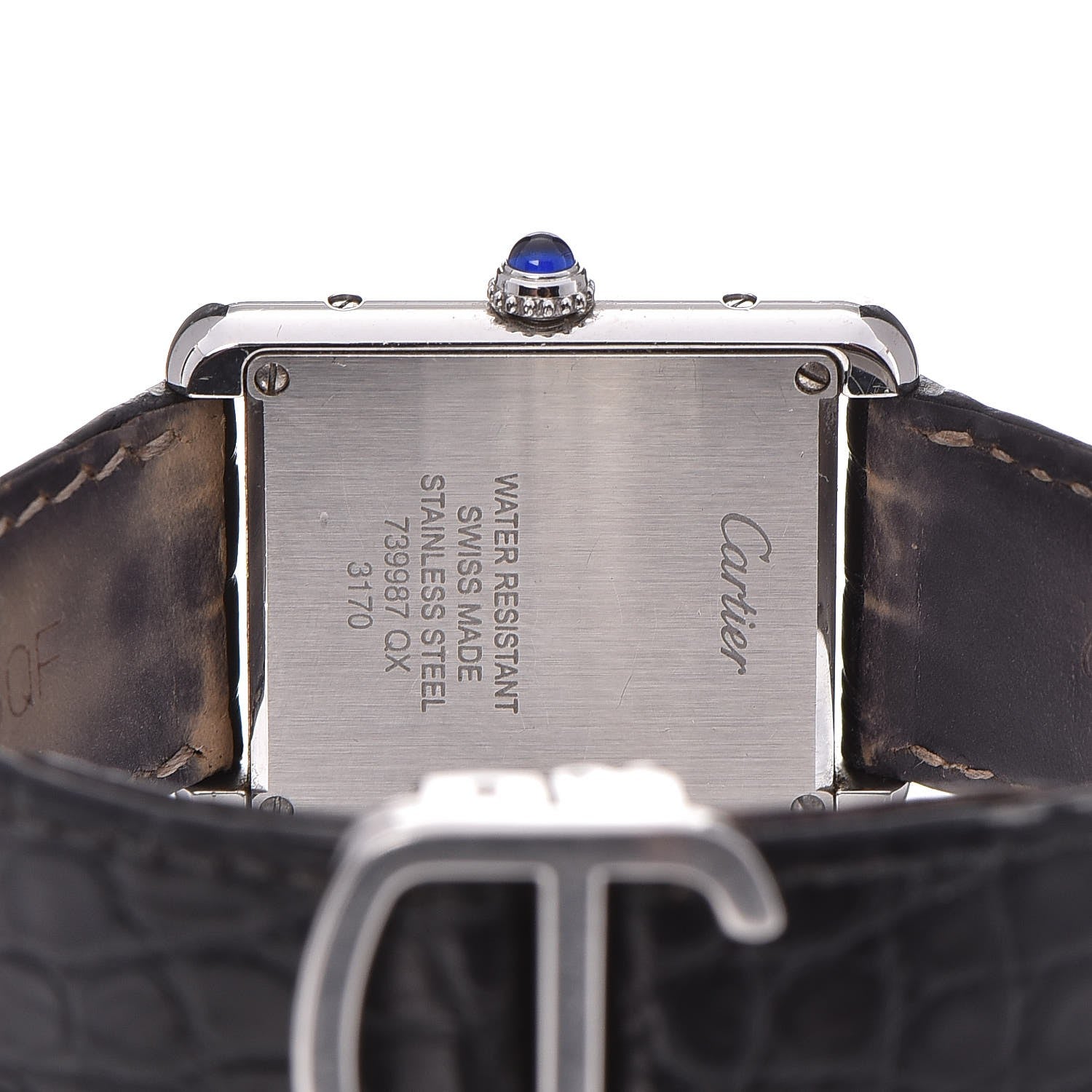 Cartier Stainless Steel Alligator 24mm Tank Solo Quartz Watch 5 of 11
