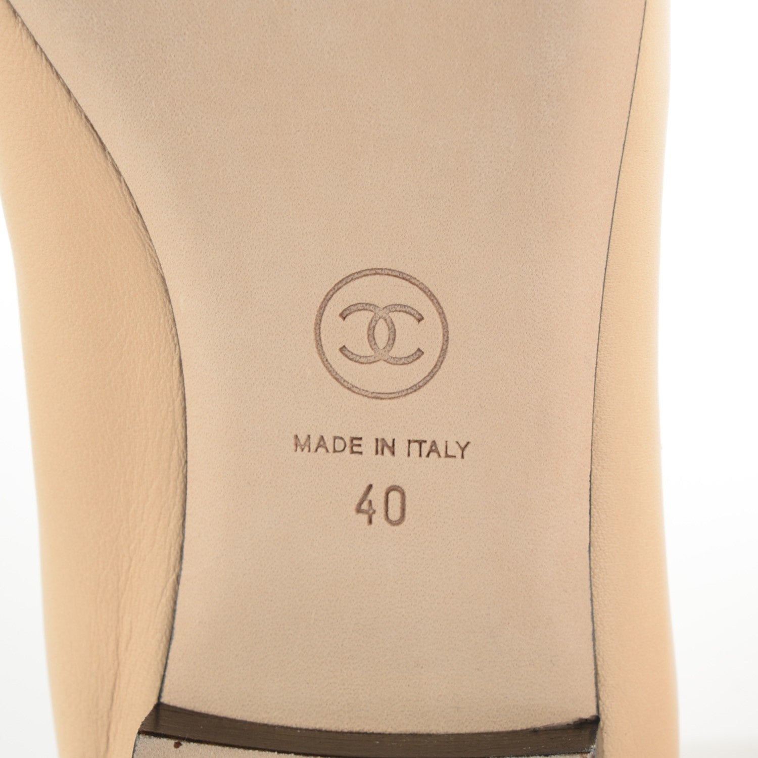 Chanel Lambskin Cap Toe CC Ballerina Flats 40 Beige Black 6 of 8