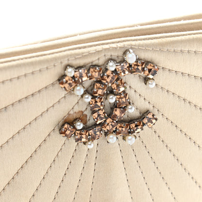 Chanel Satin Pleated Crystal CC Clutch Beige 9 of 12