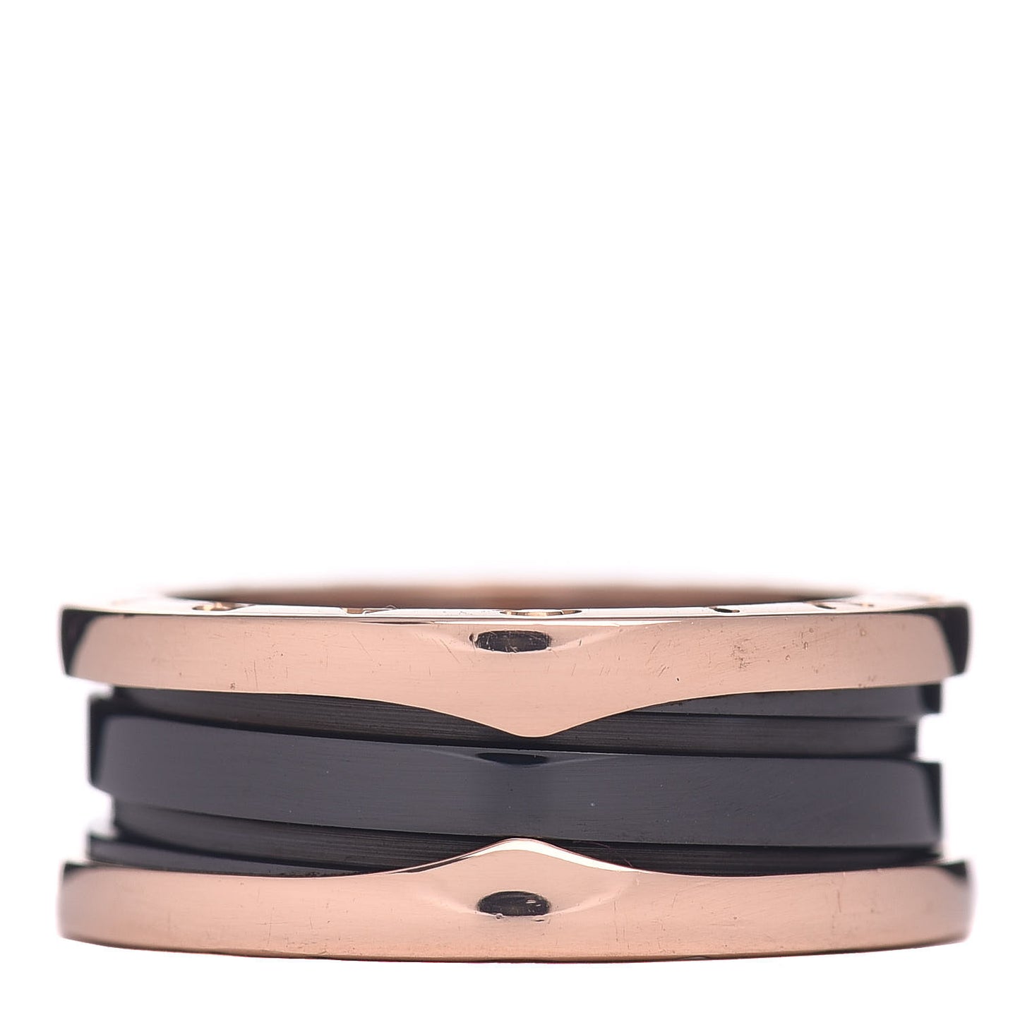 18K Rose Gold Black Ceramic B.Zero1 Two-Band Ring 54 6.75