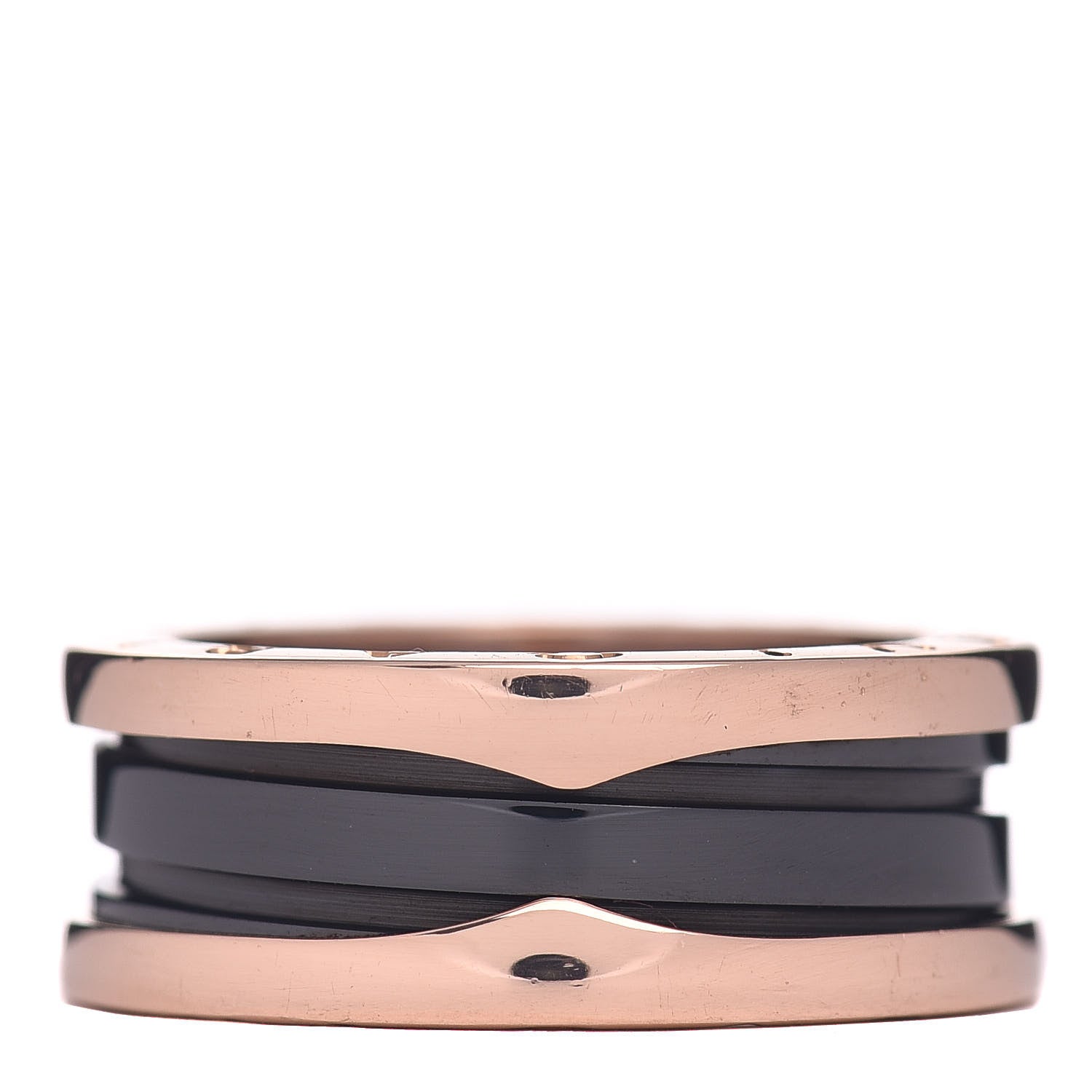 Bulgari 18K Rose Gold Black Ceramic B.Zero1 Two-Band Ring 54 6.75 1 of 5