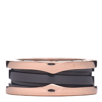 Bulgari 18K Rose Gold Black Ceramic B.Zero1 Two-Band Ring 54 6.75 1 of 5
