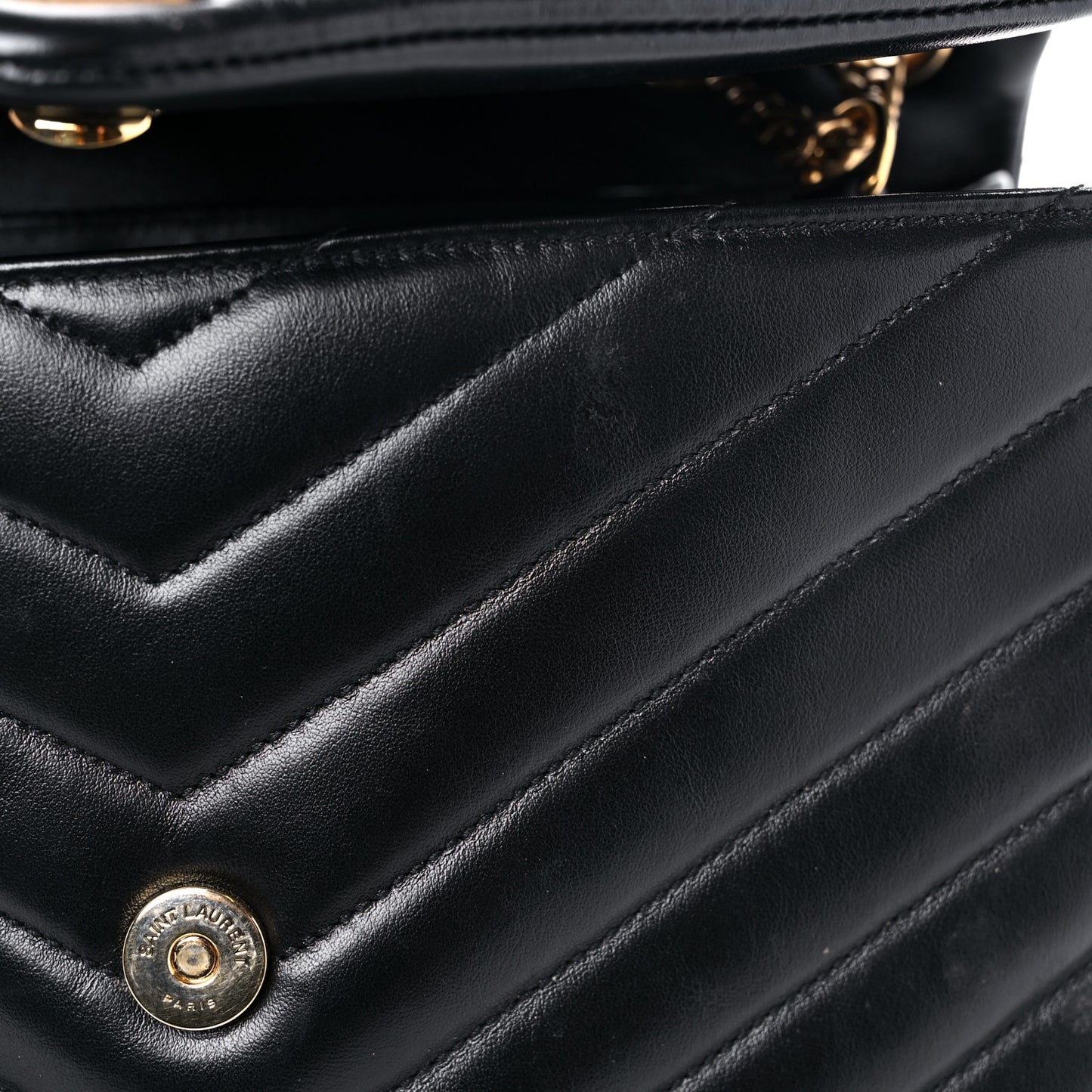Calfskin Y Quilted Monogram Medium Loulou Chain Satchel Black