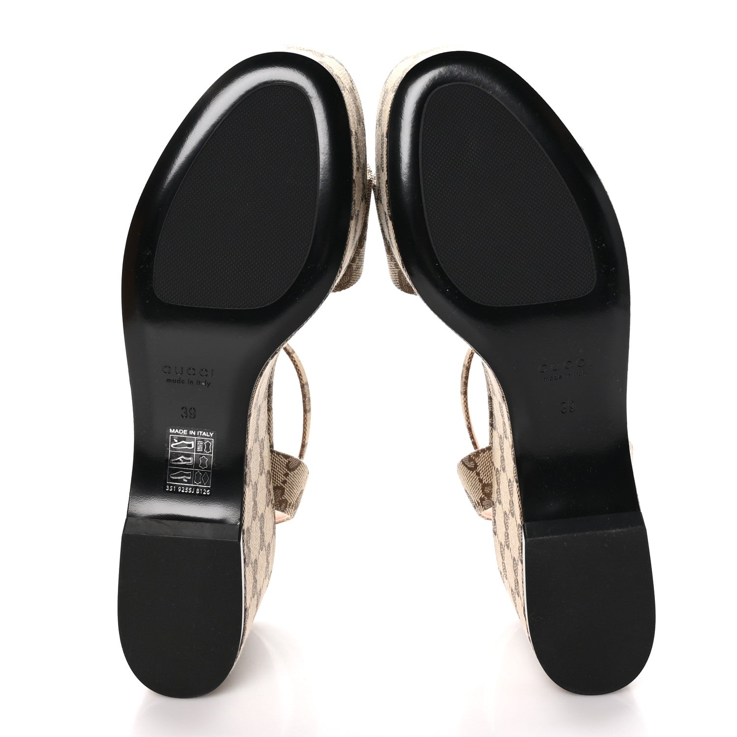 Gucci Monogram Nappa Chalotte Horsebit Ankle Strap 75mm Flatform Sandals 39 Beige Ebony 5 of 8