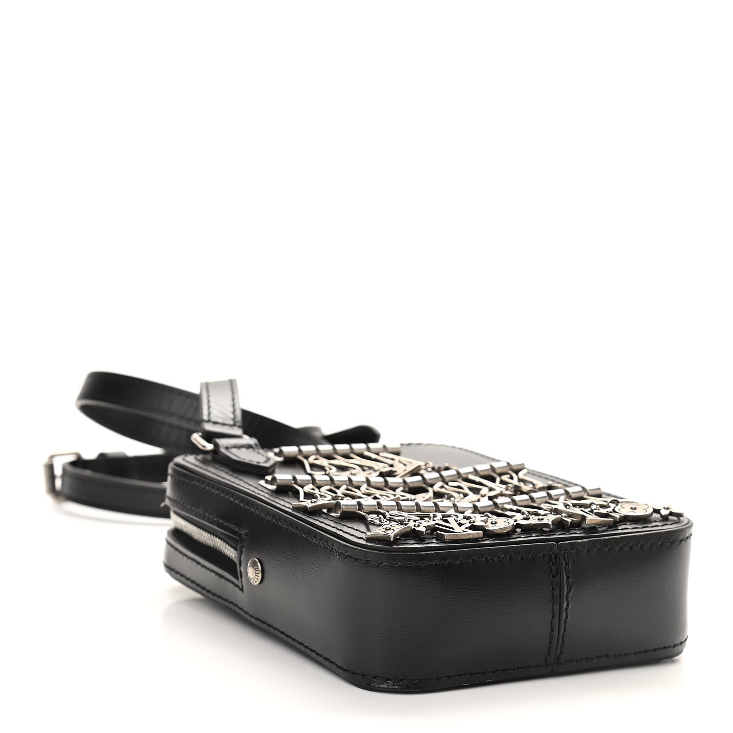Louis Vuitton Calfskin Flower Charms Danube Messenger Black 4 of 10