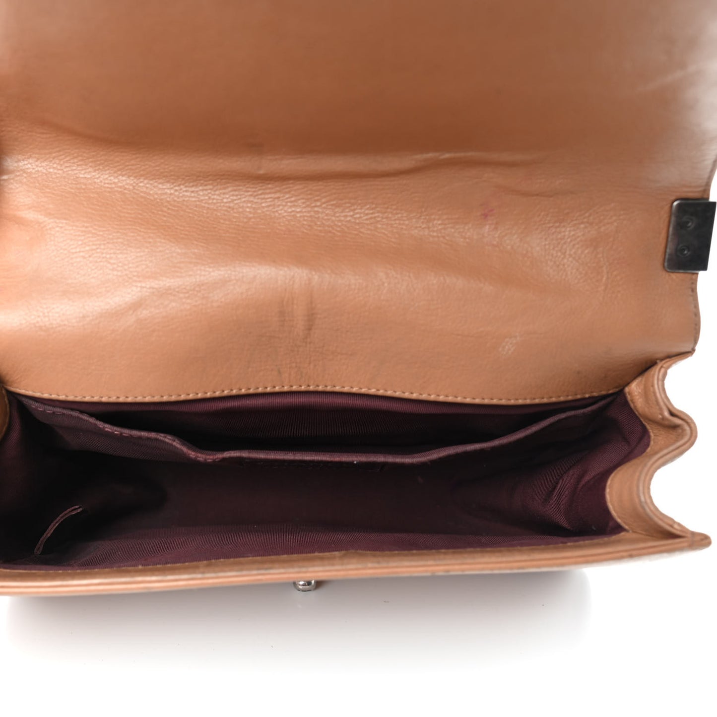 Calfskin Quilted Double Stitch Medium Boy Flap Camel