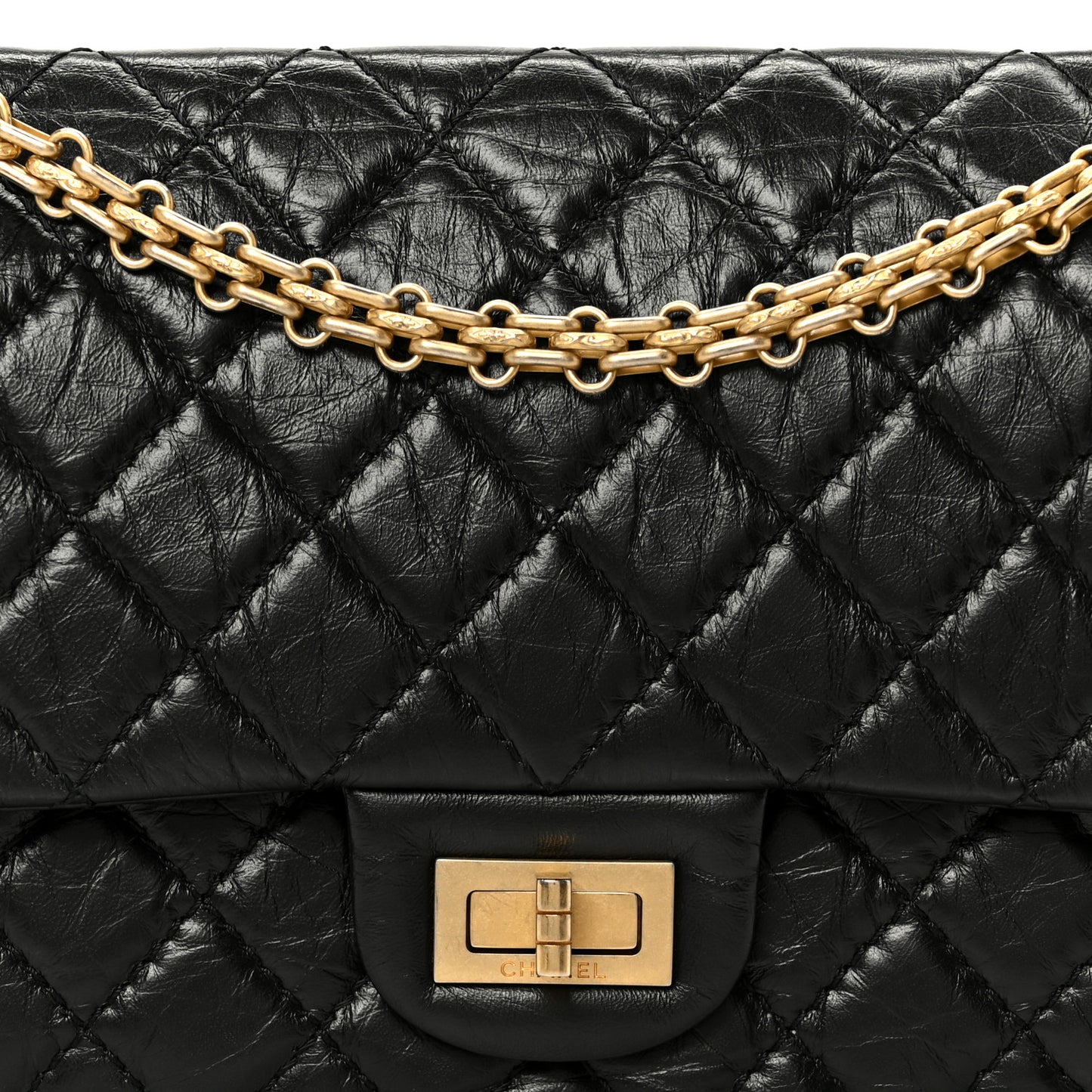 Aged Calfskin Quilted 2.55 Reissue 225 Flap Black