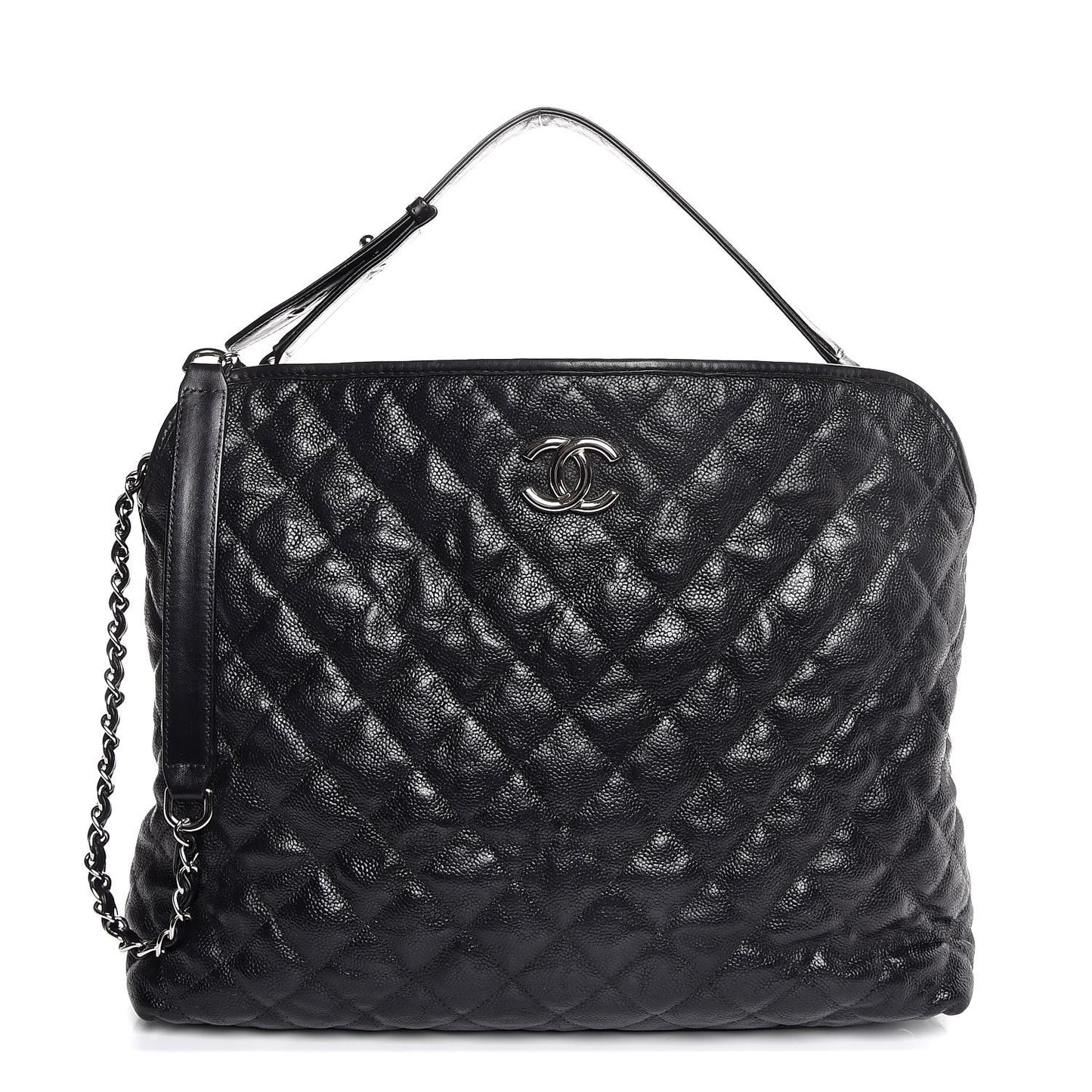 Caviar Quilted French Riviera Hobo Black