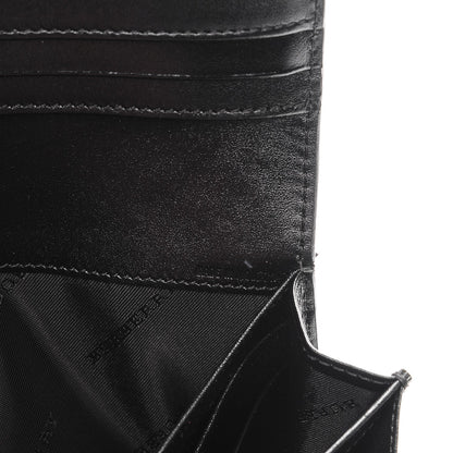 Burberry Signature Grain Calfskin Check Embossed Continental Wallet Black 7 of 8
