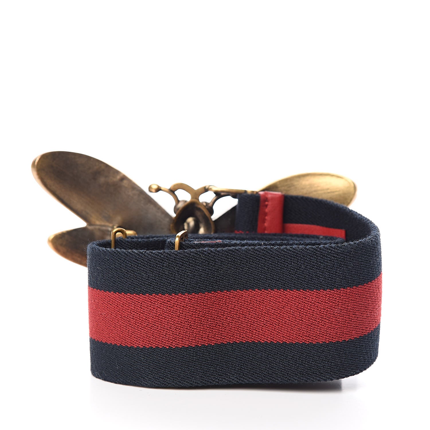 Gucci Web Queen Margaret Bee Belt 75 30 Red Navy 3 of 5