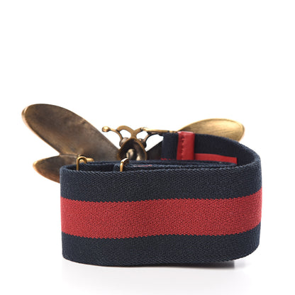 Gucci Web Queen Margaret Bee Belt 75 30 Red Navy 3 of 5