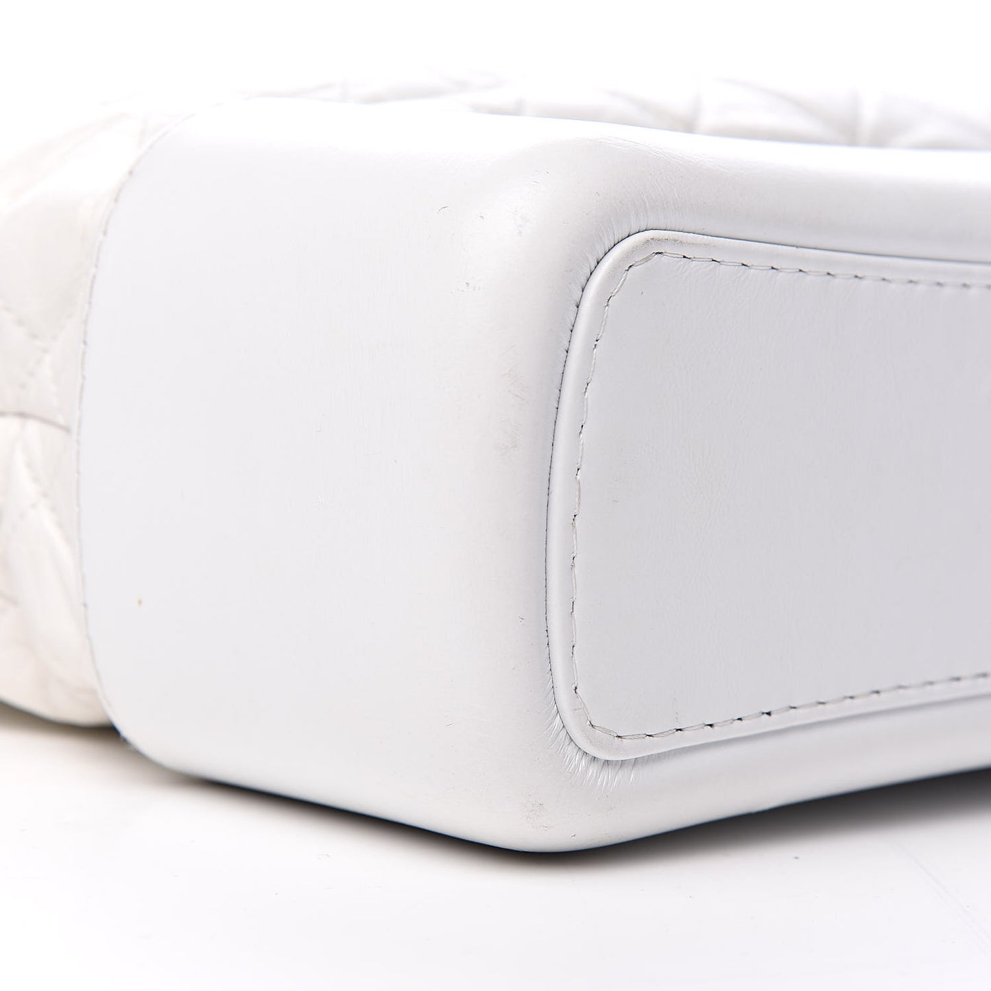 Aged Calfskin Quilted Large Gabrielle Hobo White