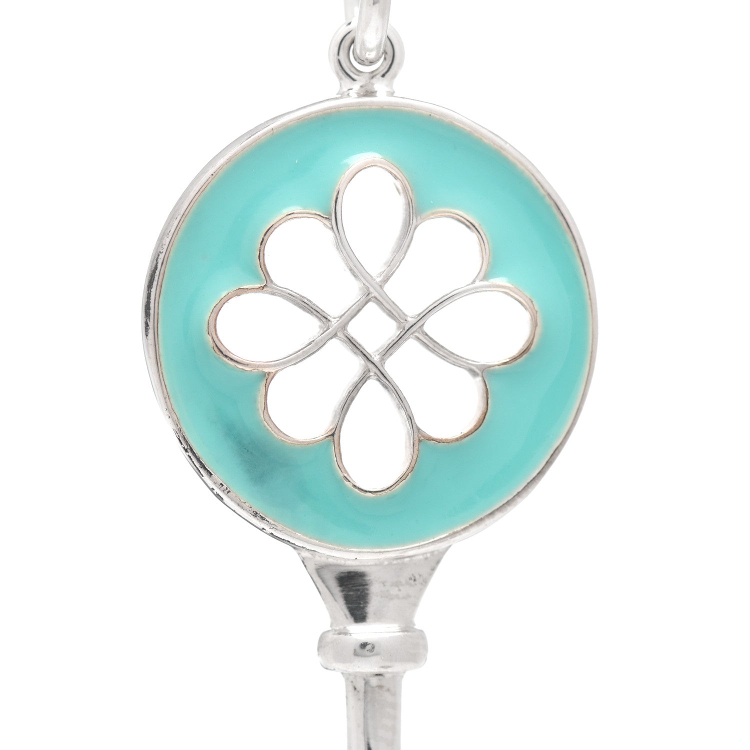 Tiffany Sterling Silver Enamel Knot Key Pendant Blue 4 of 4