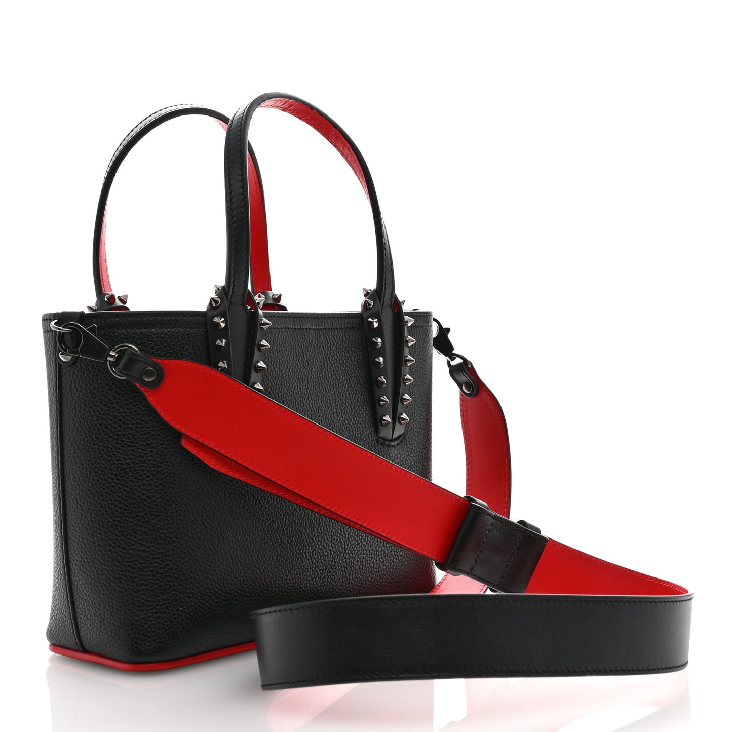 Calfskin Spikes Mini East West Cabata Tote Black