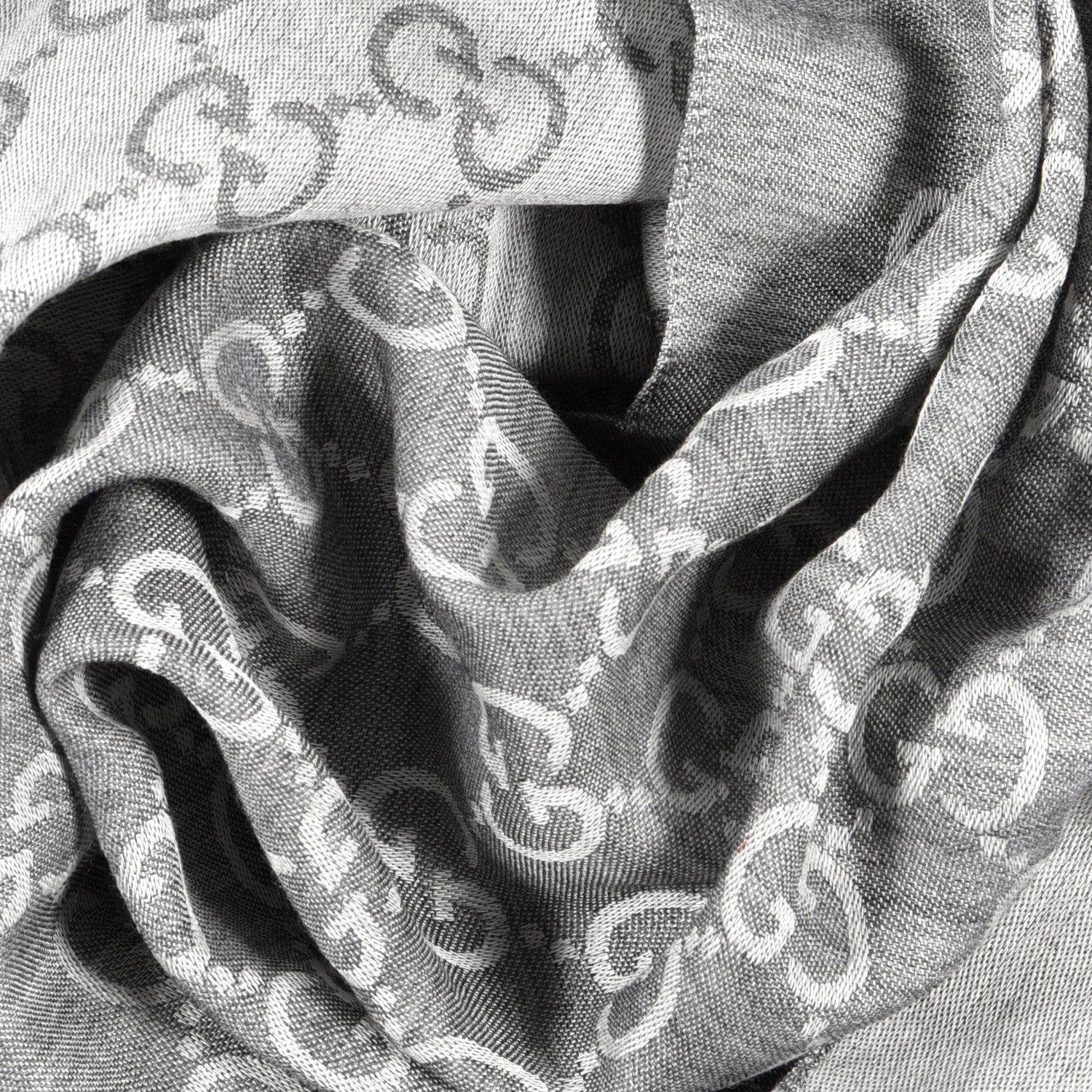 Gucci Wool Silk GG Monogram GGNat Scarf Lead 4 of 4