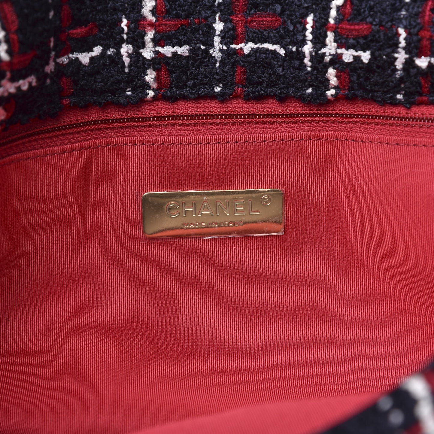 Tweed Quilted Large 19 Flap Navy Blue White Red