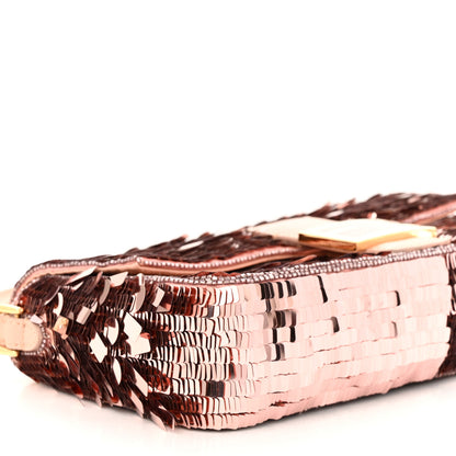 Fendi Sequin Paillettes Vitello Grace Sex and the City Baguette Baby Pink 9 of 10