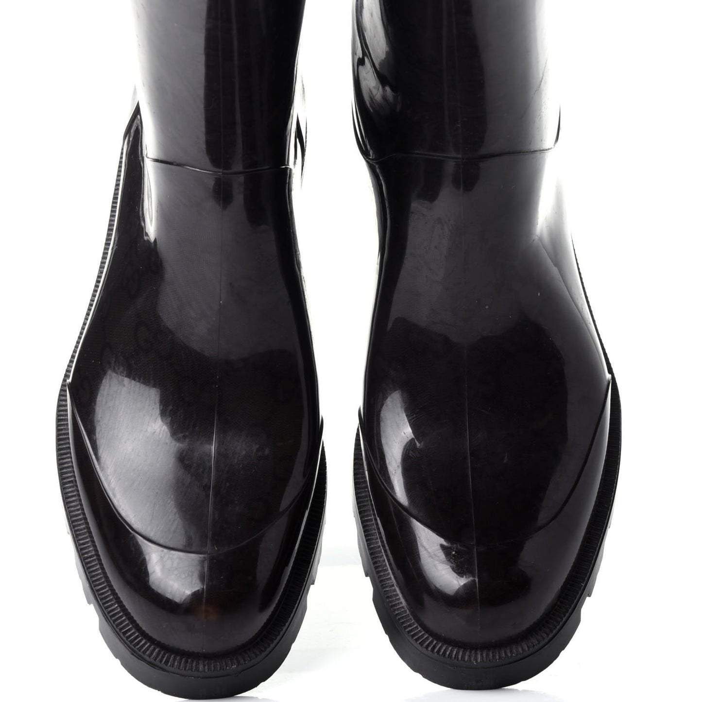 Rubber Monogram Rain Boots 37 Black