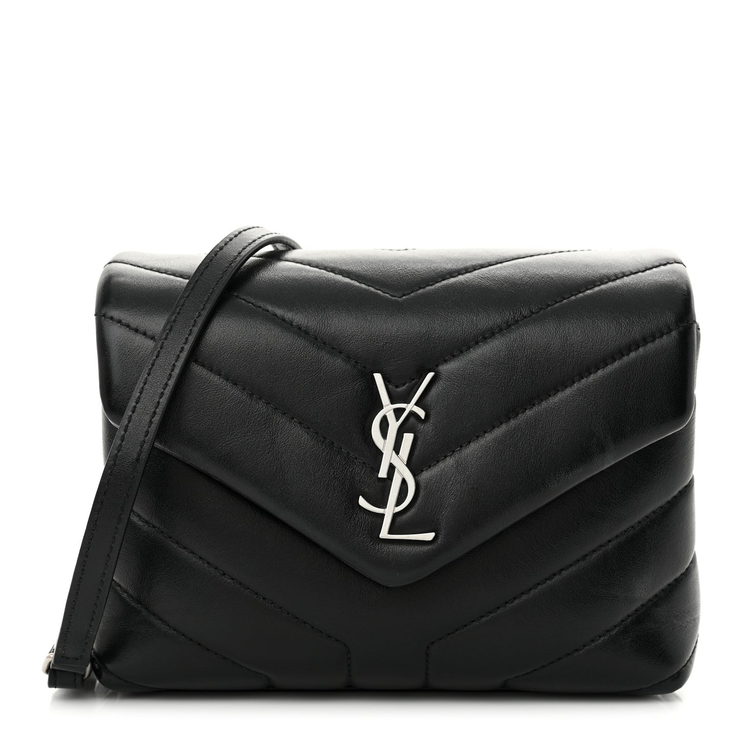Calfskin Y Quilted Monogram Toy Loulou Crossbody Bag Black